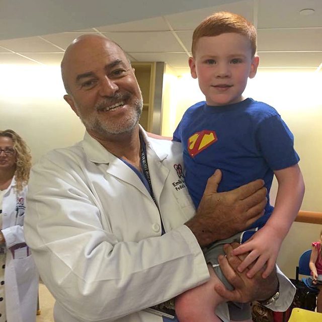 Amazing Patient Jack Foley at three, with his heart surgeon, Dr. Emile Bacha