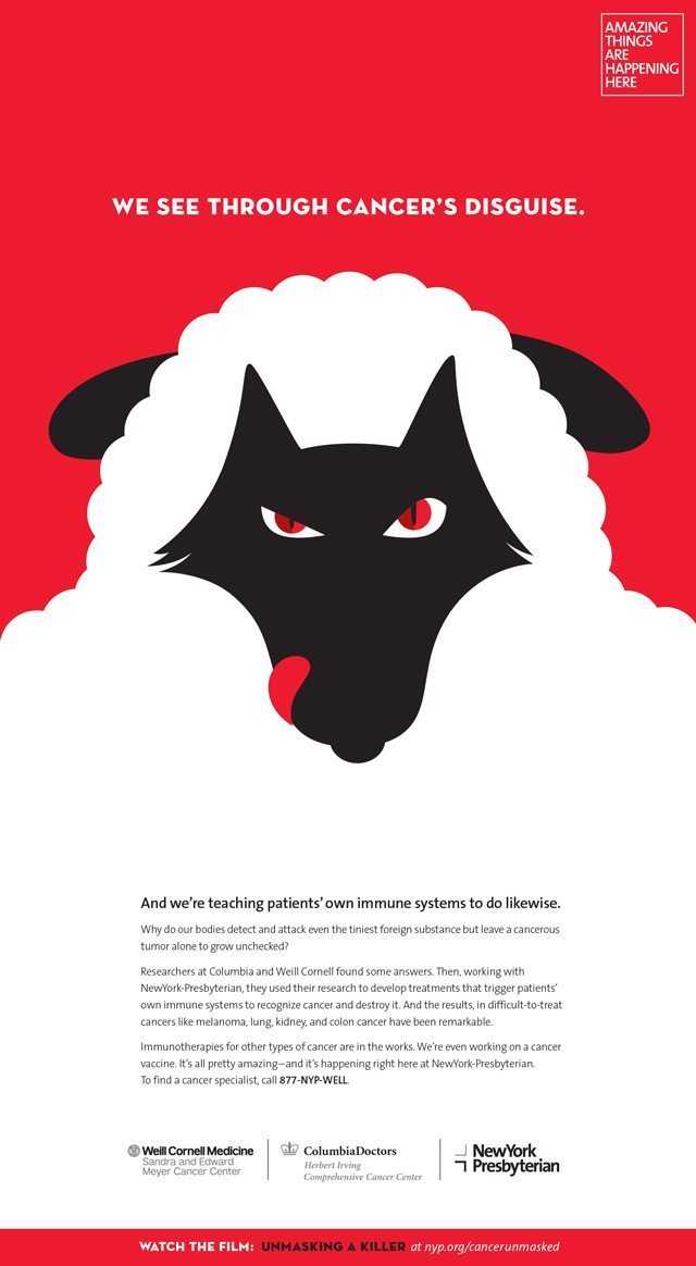 A Noma Bar ad featuring an illustration of a wolf in a sheep's clothing