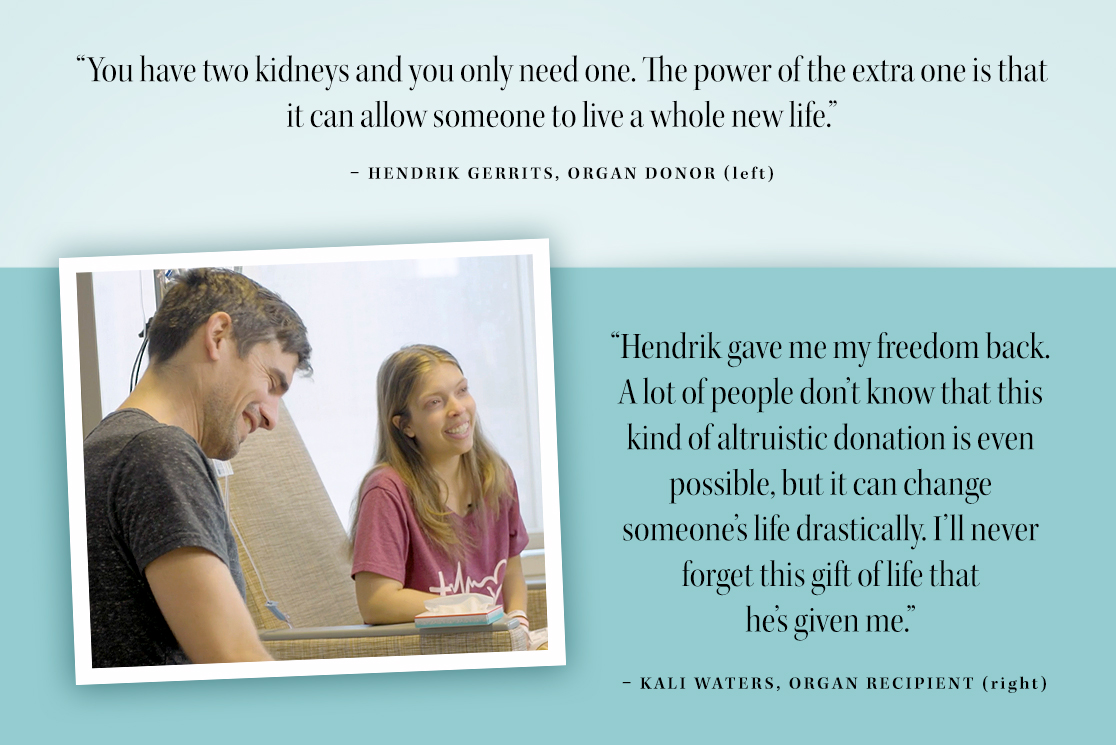 Living organ donation quote card with Hendrik Gerrits and Kali Waters