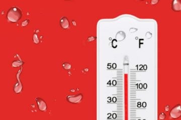 A thermometer against a red background