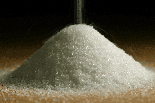 A mound of granulated sugar