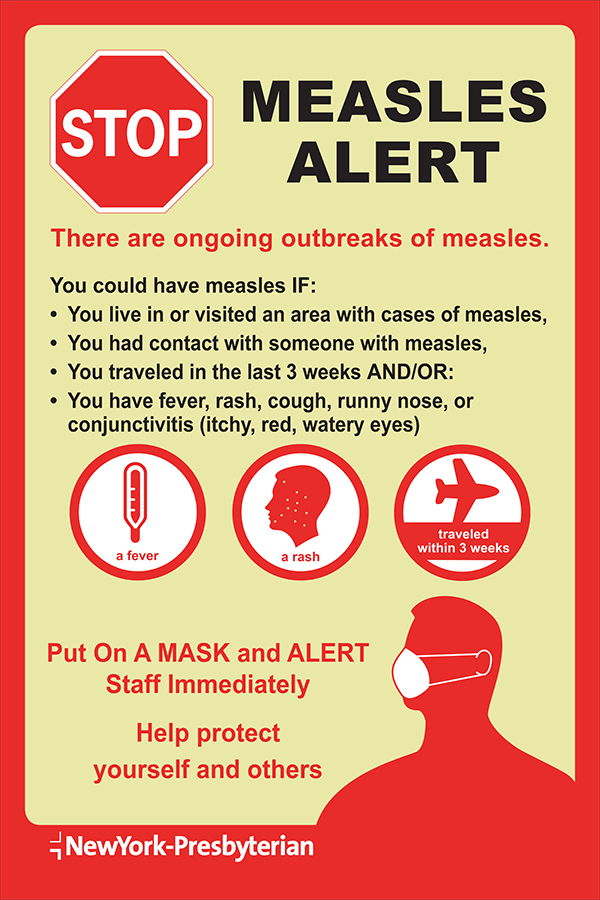 Infographic depicting a measles alert