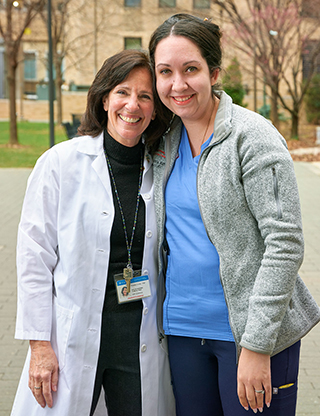 Nurse Emily Estrella with nurse practitioner Rozelle Corda