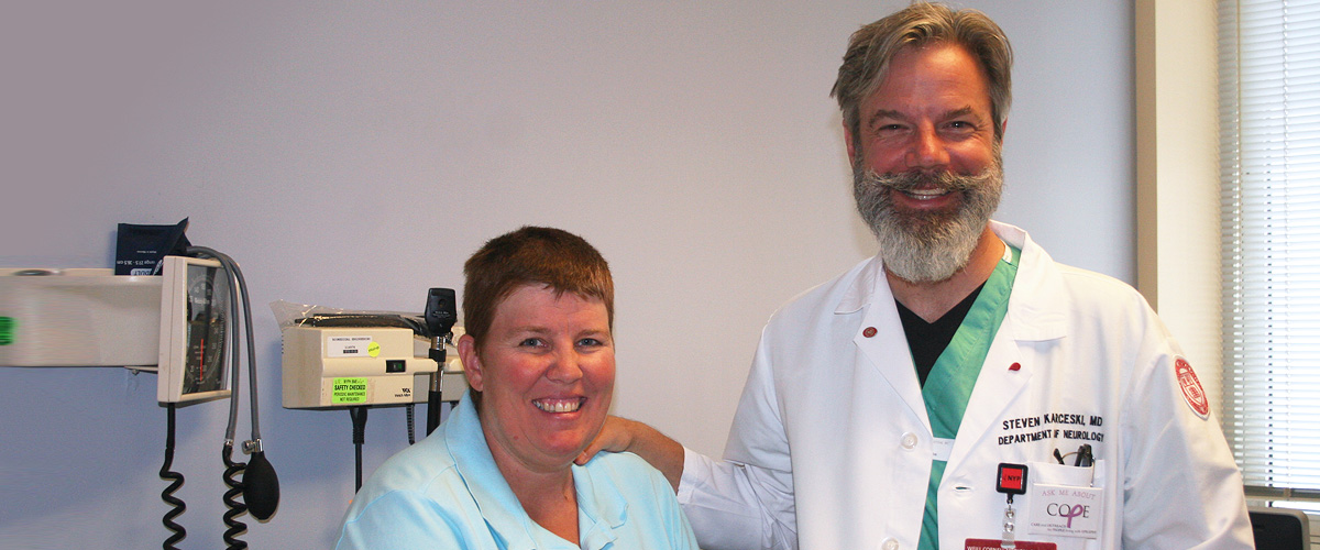 Dr. Karceski with Tracey Drake, his patient treated for epileptic seizures.