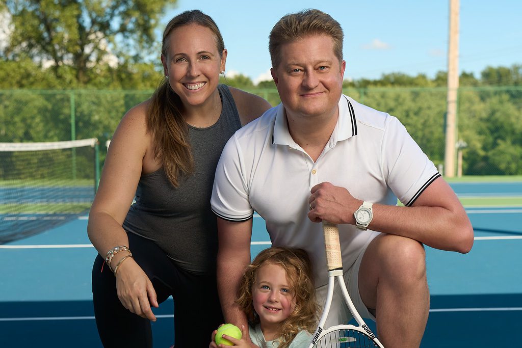 Mati Luik with his wife and daughter on the tennis court
