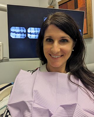 A woman at the dentist's office