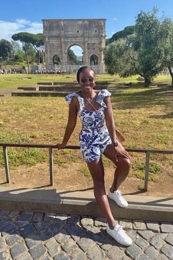 Ahkianne Wanliss in Italy after her fibroid surgery.