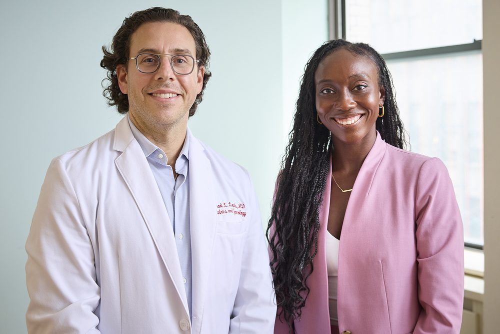 Dr. Michael Lewis and Ahkianne Wanliss, who was treated for a large uterine fibroid.