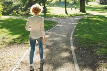 woman walking in park